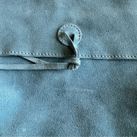 Italian Suede Leather Hobo | Messenger Crossbody Bag Blue - Picture 3 of 11